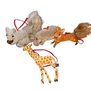 Vintage Kunstlerschutz Wagner Flocked Giraffe Hippo Squirrel Fox w/Labels